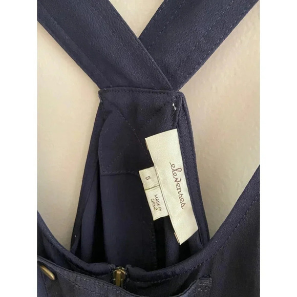 Elevenses Anthropologie Utility Racerback Shorts Romper Navy Blue Size Small - Picture 3 of 13